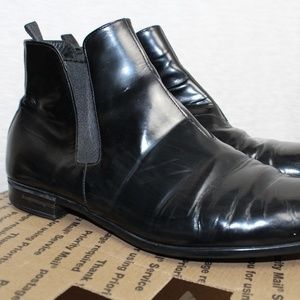 PRADA MILANO MEN'S BLACK SMOOTH LEATHER OXFORD